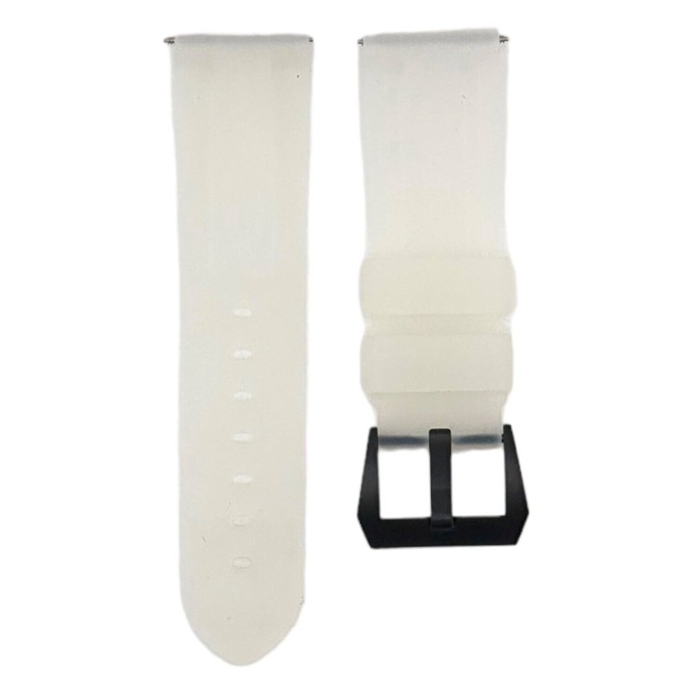 HORUS 24mm Rubber Strap - Translucent Glacier Ice/PVD Black - Luxury Watch Band